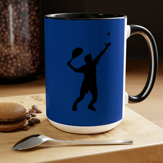 Two-Tone Coffee Mugs, 15oz: Tennis Dark Blue