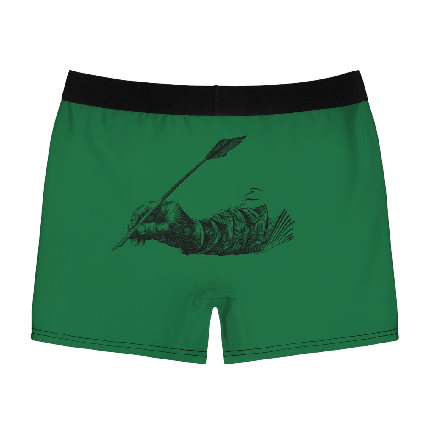 Men's Boxer Briefs: Writing Dark Green