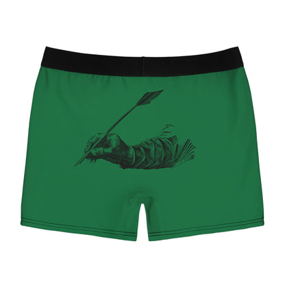 Men's Boxer Briefs: Writing Dark Green