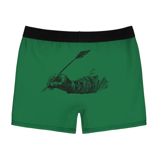 Men's Boxer Briefs: Writing Dark Green