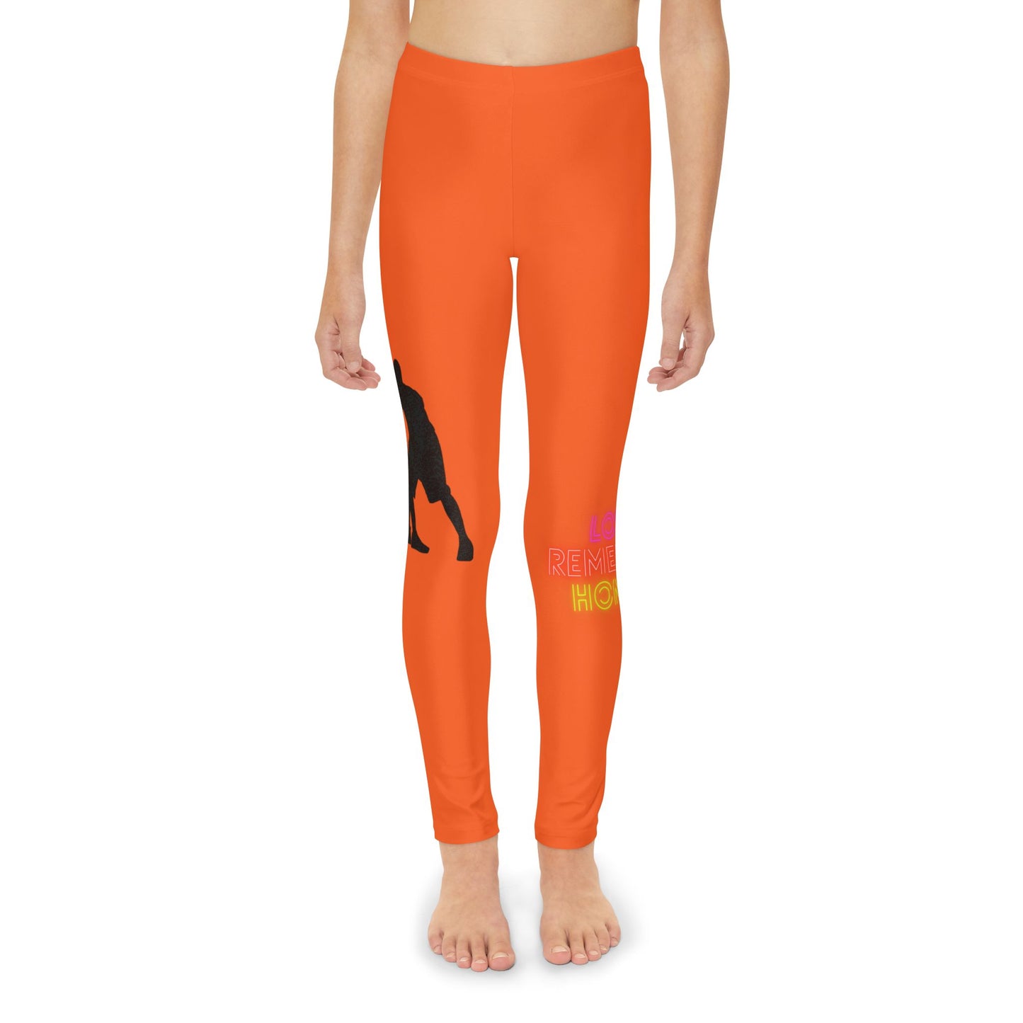 Youth Full-Length Leggings: Basketball Orange