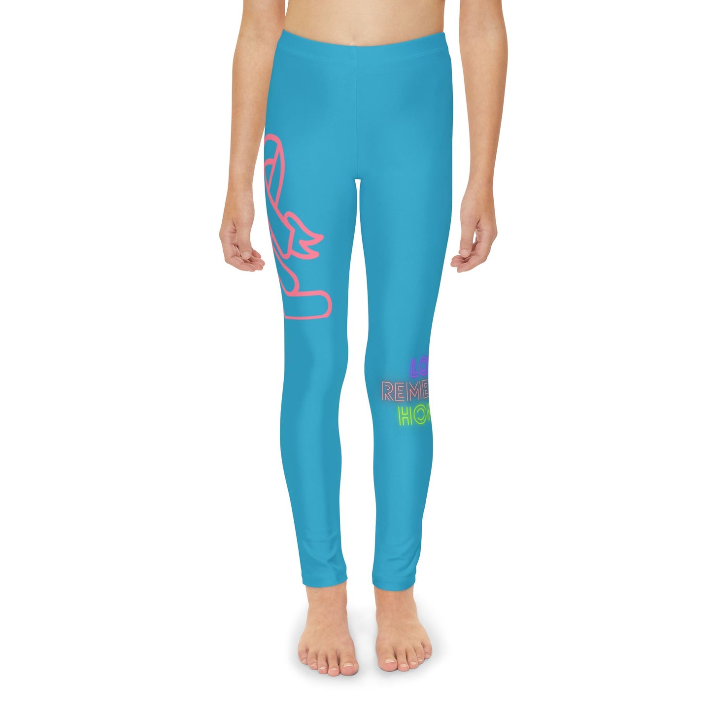 Youth Full-Length Leggings: Fight Cancer Turquoise