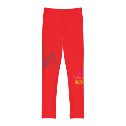 Youth Full-Length Leggings: Volleyball Red