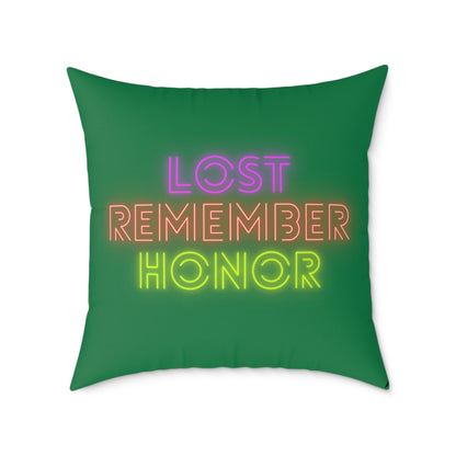 Spun Polyester Pillow: Fight Cancer Dark Green