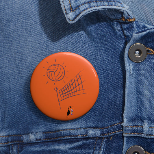 Custom Pin Buttons Volleyball Orange