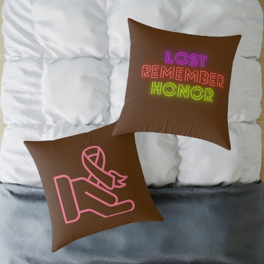 Spun Polyester Pillow: Fight Cancer Brown