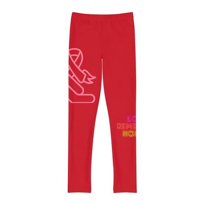 Youth Full-Length Leggings: Fight Cancer Dark Red