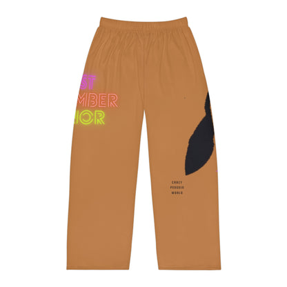 Men's Pajama Pants: Crazy Penguin World Logo Lite Brown