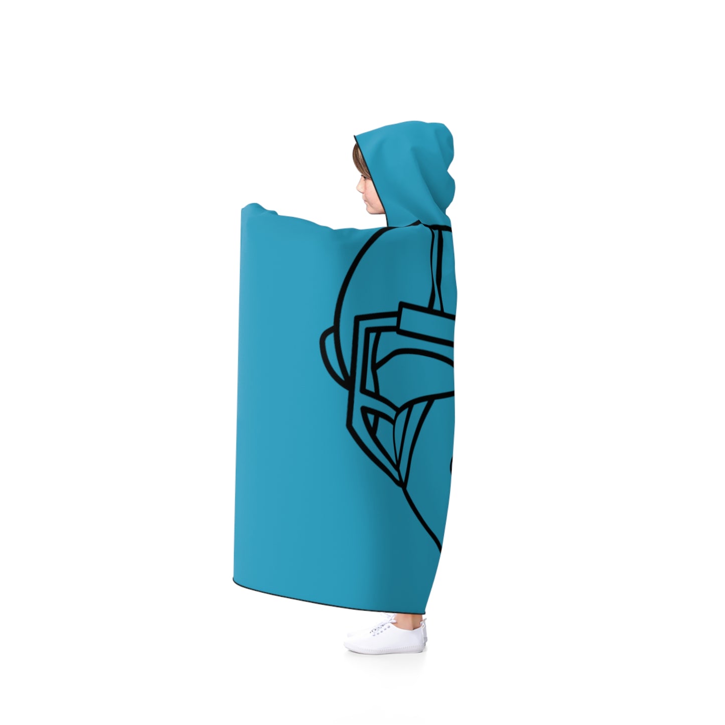 Hooded Blanket: Football Turquoise