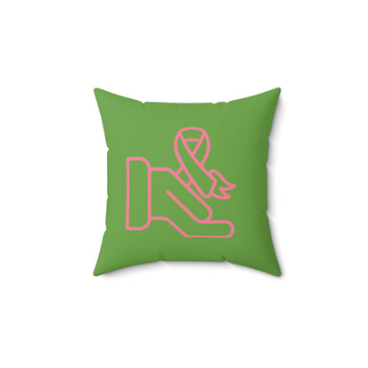 Spun Polyester Square Pillow: Fight Cancer Green