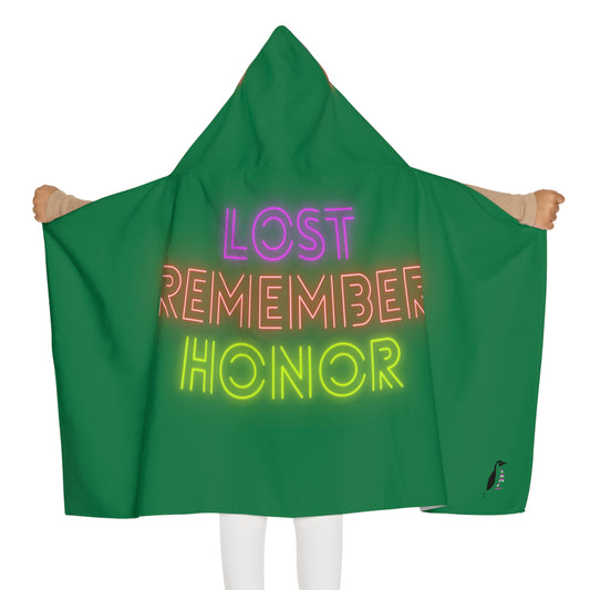 Youth Hooded Towel: Lost Remember Honor Dark Green