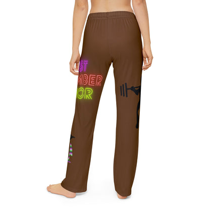 Kids Pajama Pants: Weightlifting Brown