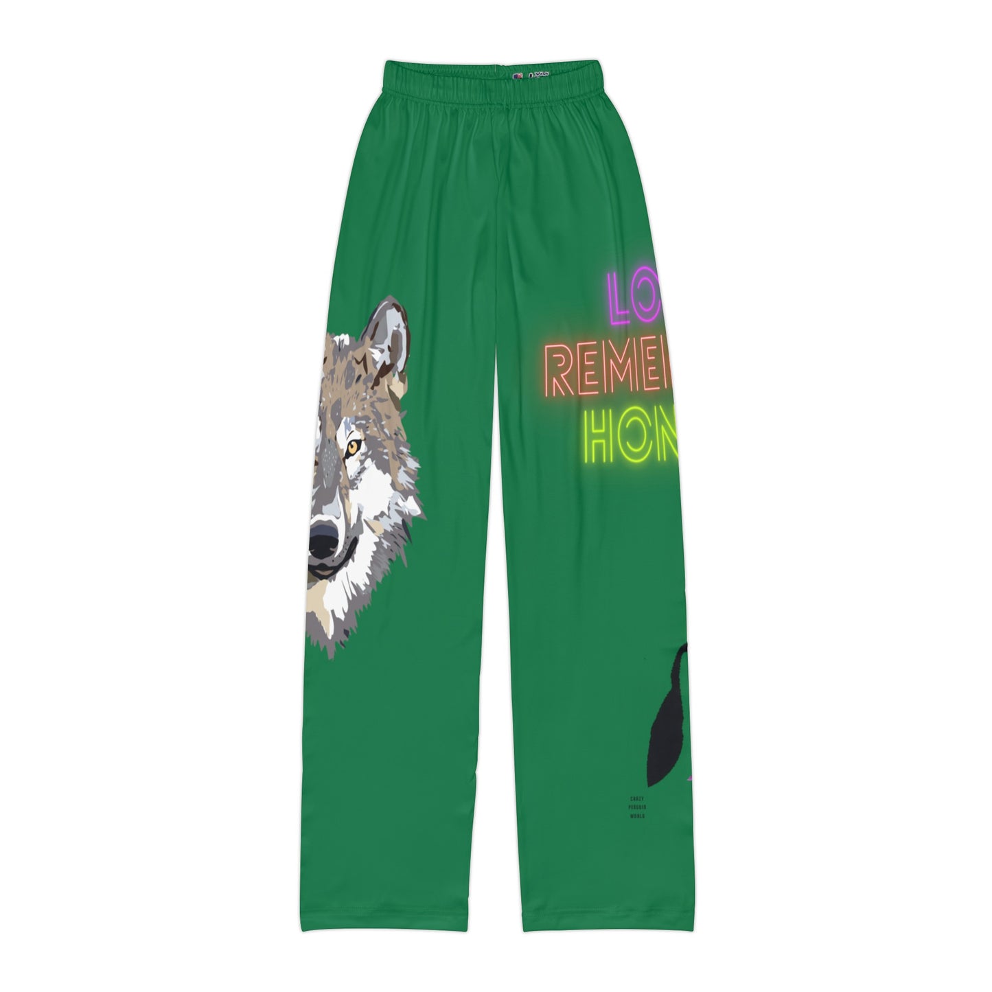 Kids Pajama Pants: Wolves Dark Green