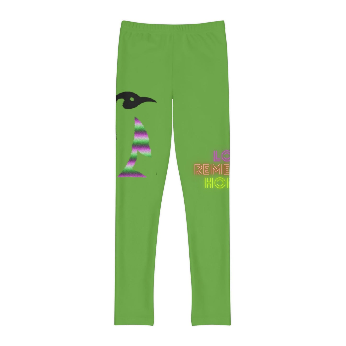 Youth Full-Length Leggings: Crazy Penguin World Logo Green