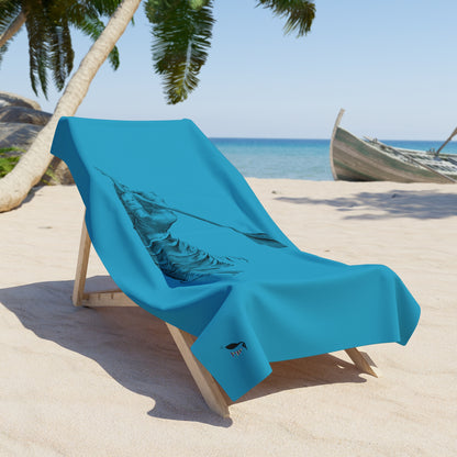Beach Towel: Writing Turquoise
