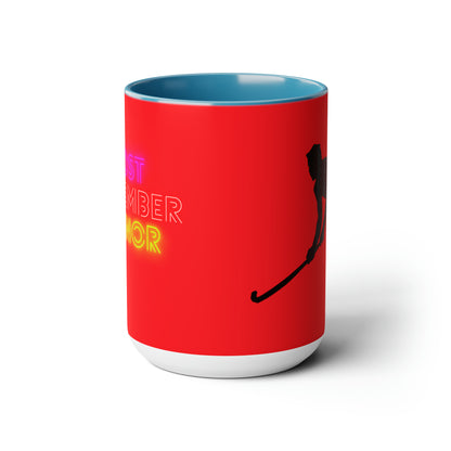 Two-Tone Coffee Mugs, 15oz: Hockey Red