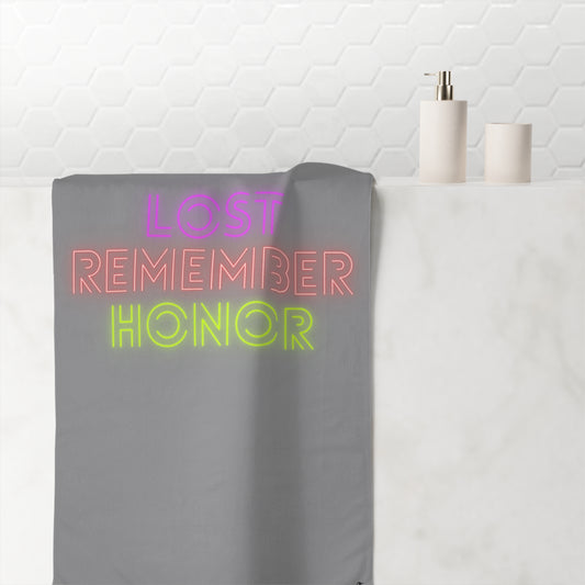 Mink-Cotton Towel: Lost Remember Honor Grey