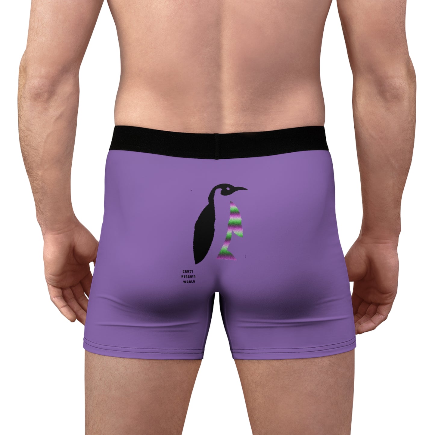 Men's Boxer Briefs: Crazy Penguin World Logo Lite Purple