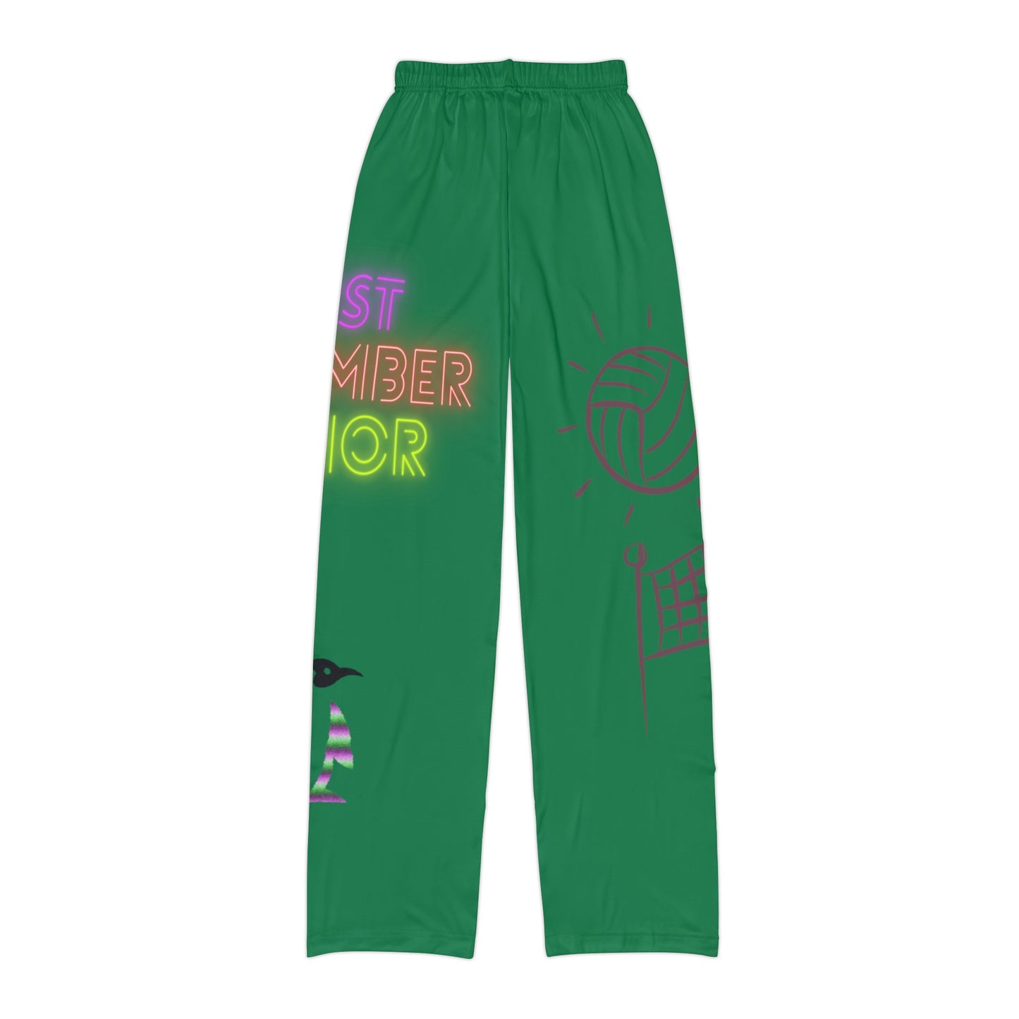 Kids Pajama Pants: Volleyball Dark Green