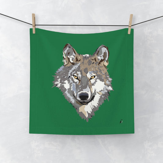 Face Towel: Wolves Green