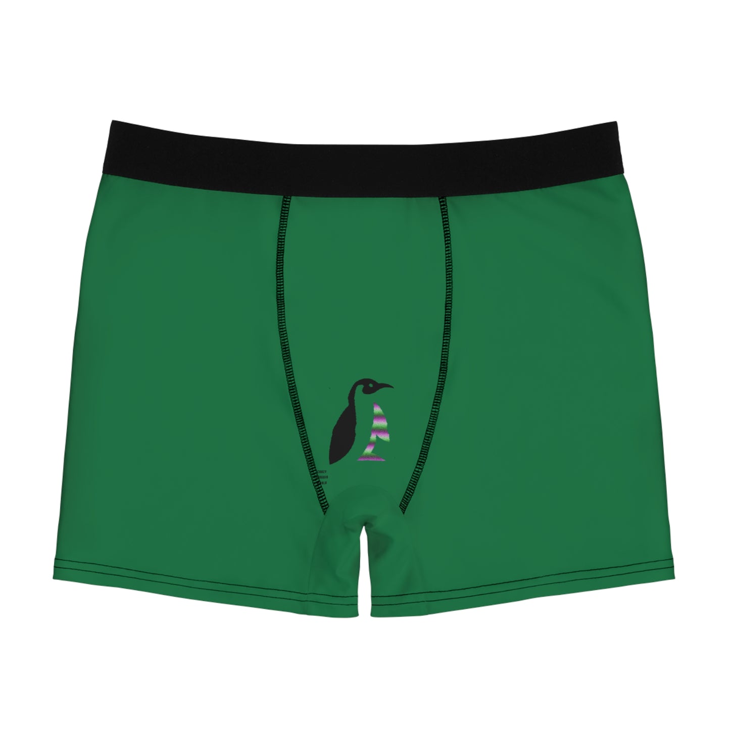 Men's Boxer Briefs: Crazy Penguin World Logo Dark Green