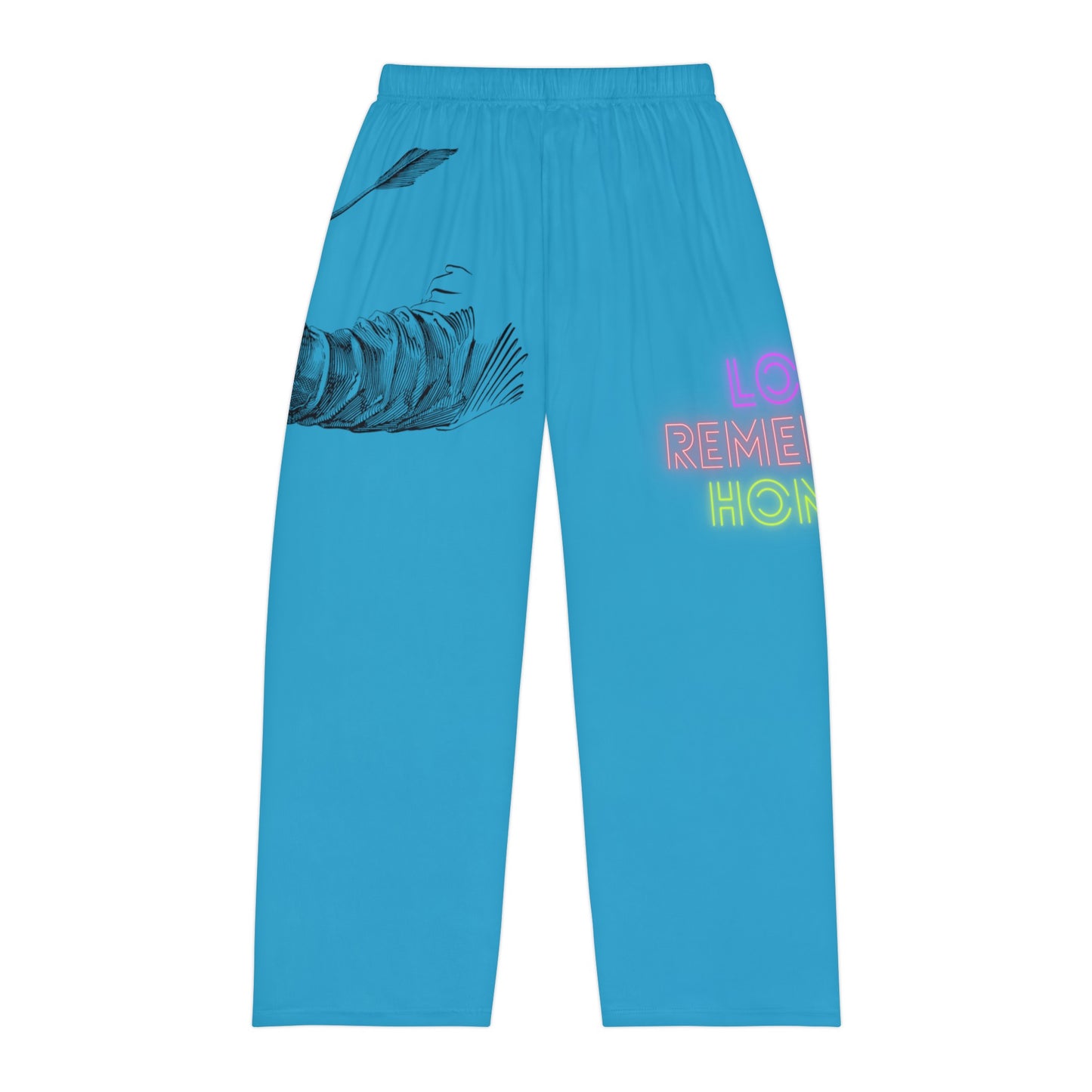 Men's Pajama Pants: Writing Turquoise