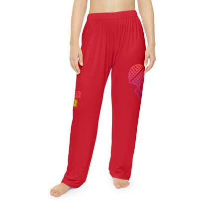 Women's Pajama Pants: Music Dark Red