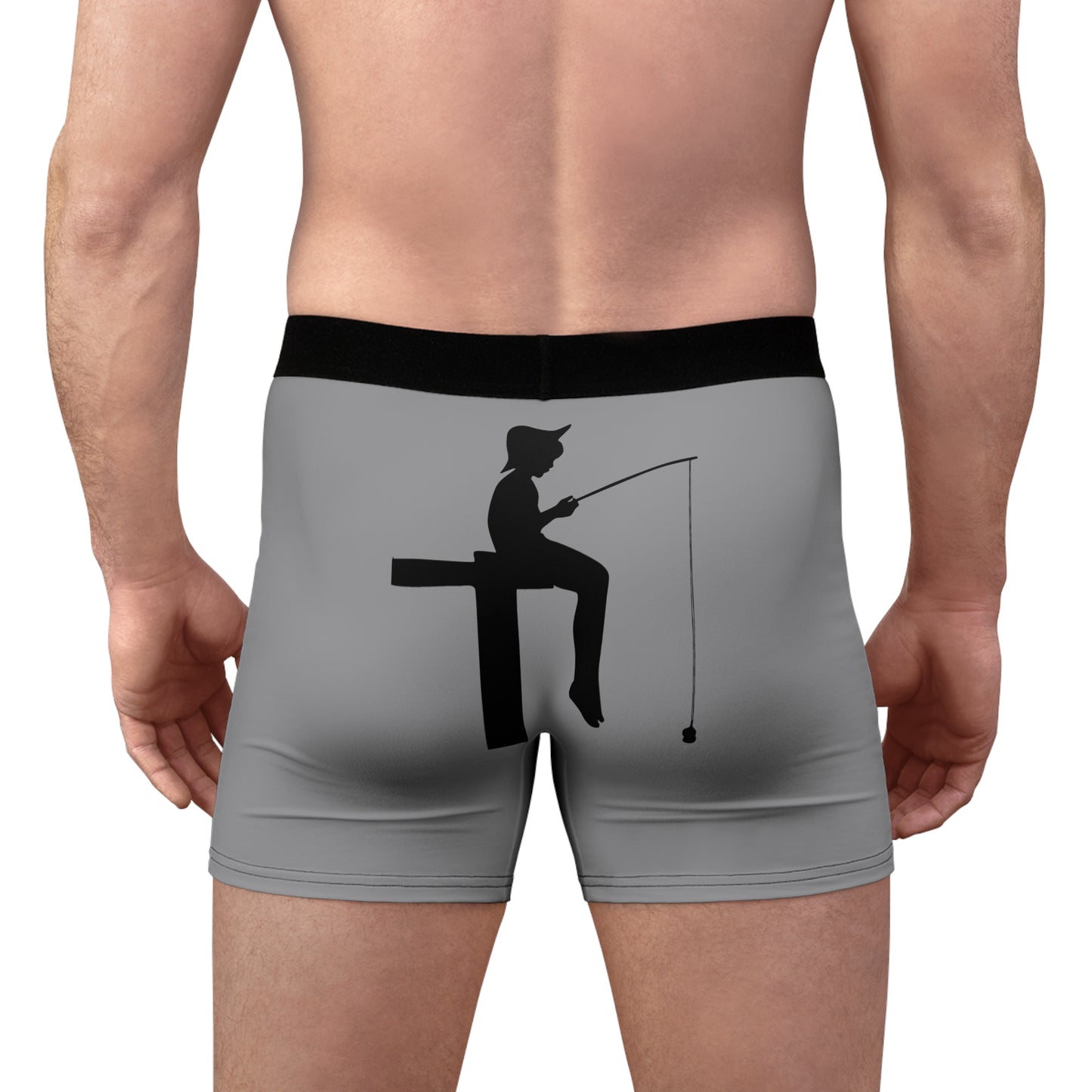 Men's Boxer Briefs: Fishing Grey