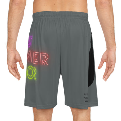 Basketball Shorts: Crazy Penguin World Logo Dark Grey