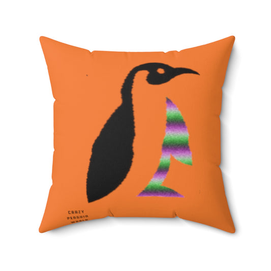Spun Polyester Square Pillow: Crazy Penguin World Logo Crusta