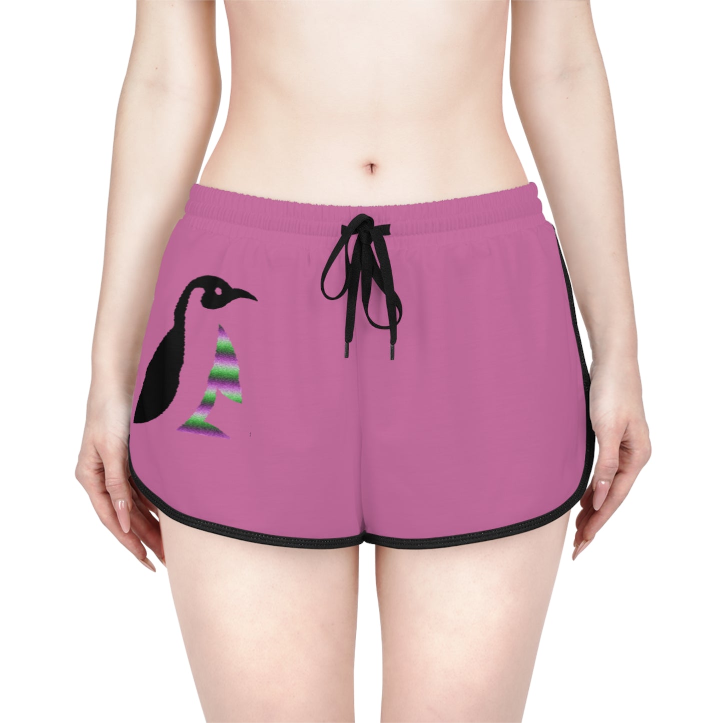 Women's Relaxed Shorts: Crazy Penguin World Logo Lite Pink