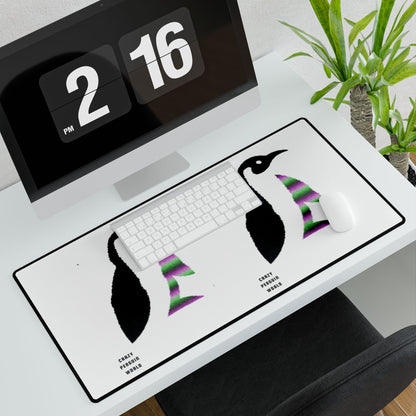 Desk Mats: Crazy Penguin World Logo White