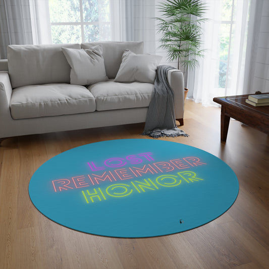 Round Rug: Lost Remember Honor Turquoise