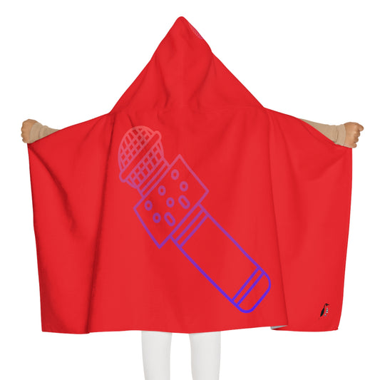 Youth Hooded Towel: Music Red