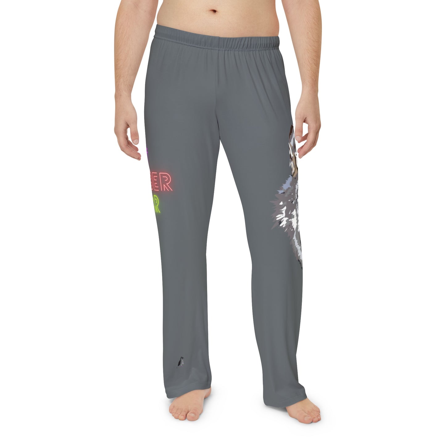 Men's Pajama Pants: Wolves Dark Grey