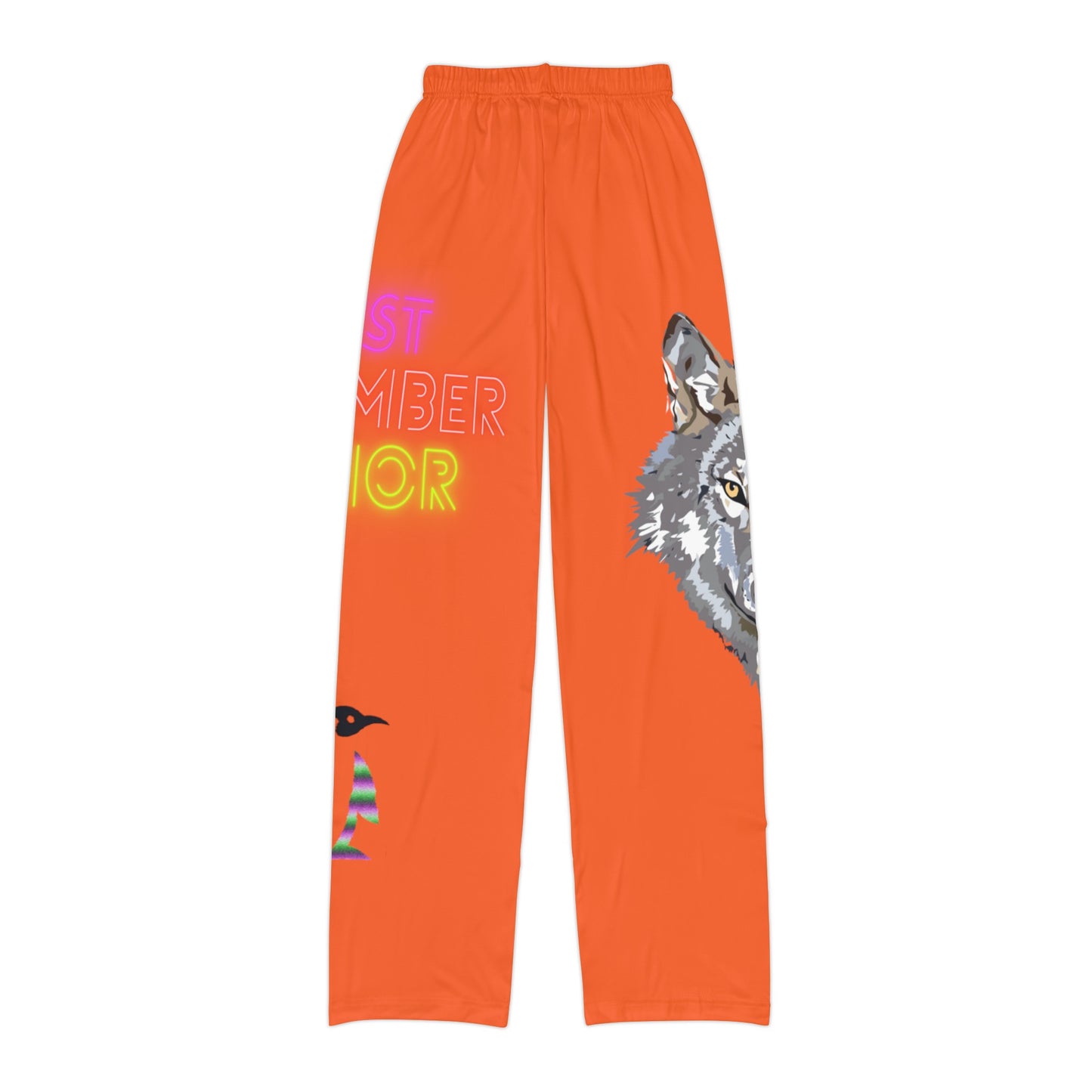 Kids Pajama Pants: Wolves Orange