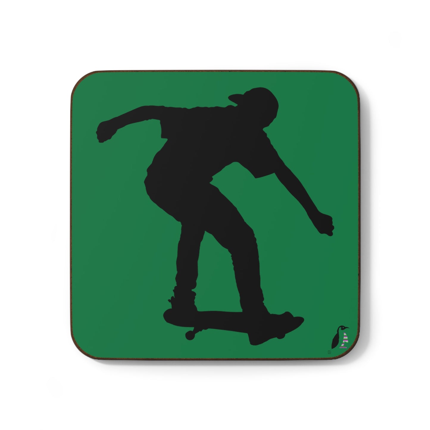 Hardboard Back Coaster: Skateboarding Dark Green