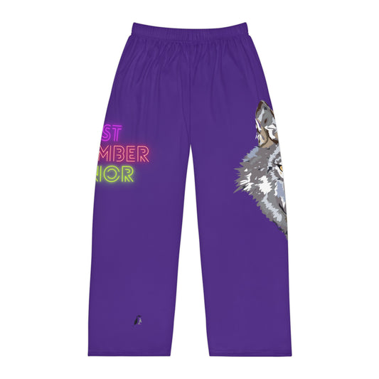 Men's Pajama Pants: Wolves Purple