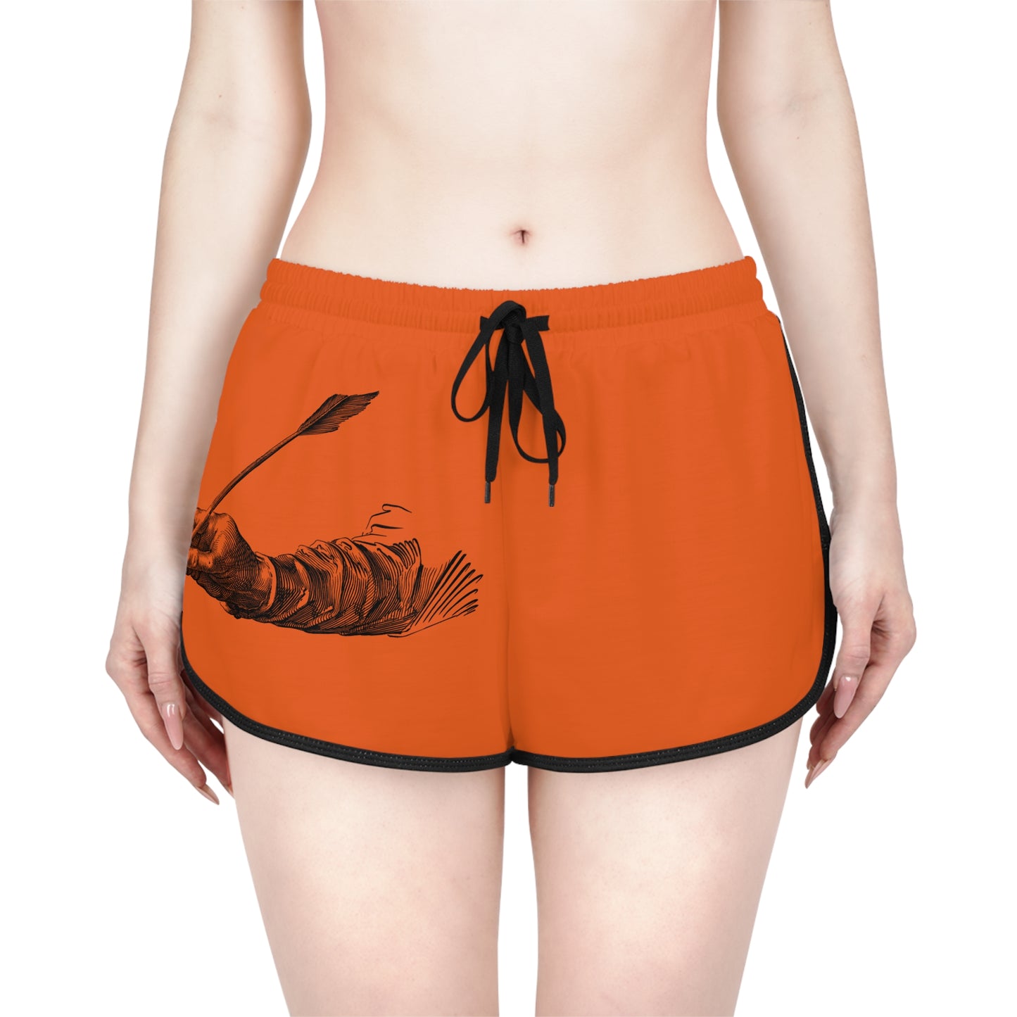 Women's Relaxed Shorts: Writing Orange