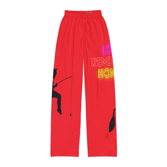 Kids Pajama Pants: Fishing Red