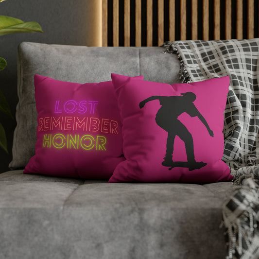 Faux Suede Square Pillow Case: Skateboarding Pink