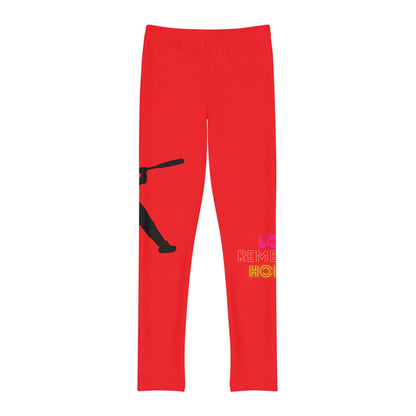 Youth Full-Length Leggings: Baseball Red