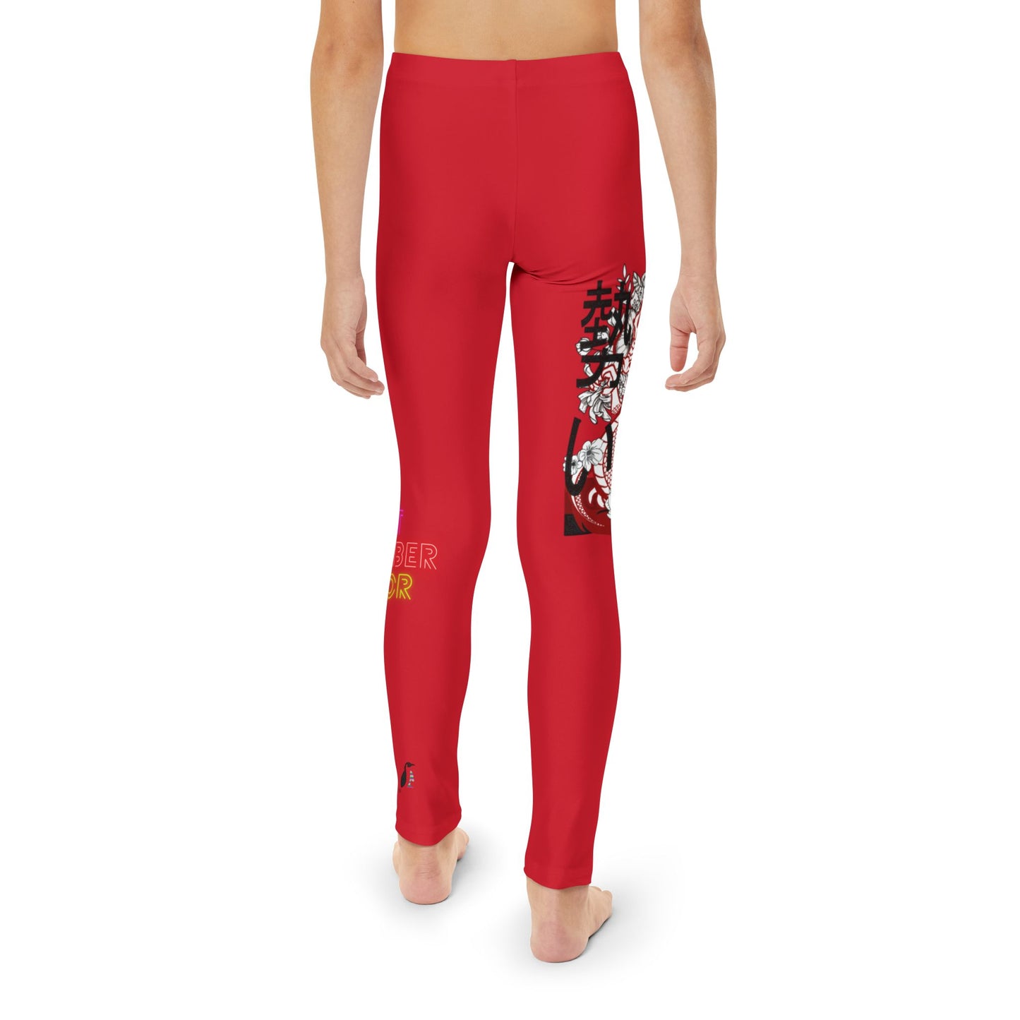 Youth Full-Length Leggings: Dragons Dark Red