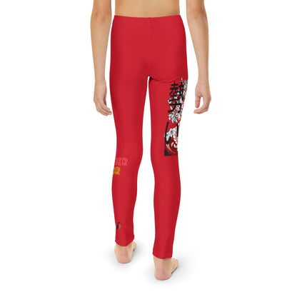 Youth Full-Length Leggings: Dragons Dark Red