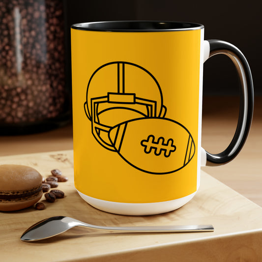 Two-Tone Coffee Mugs, 15oz: Football Yellow