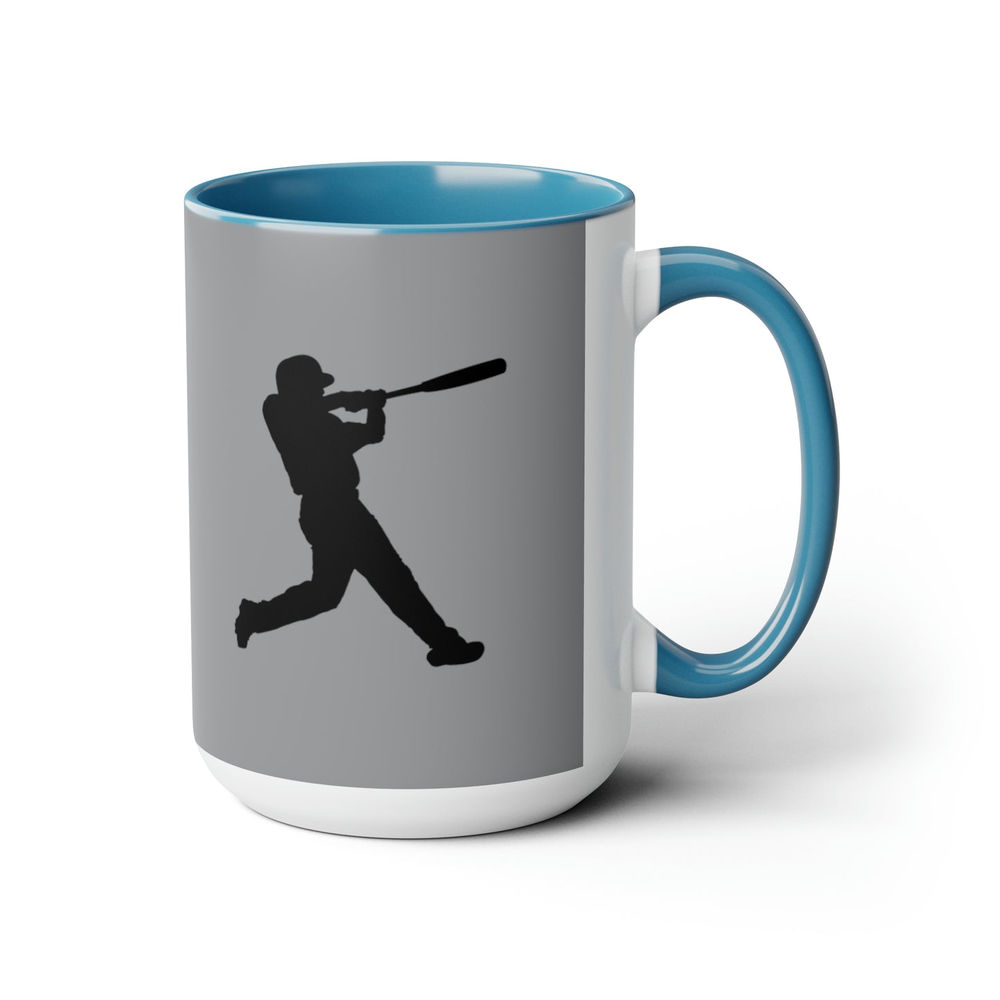 Two-Tone Coffee Mugs, 15oz: Baseball Grey