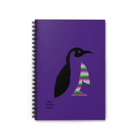 Spiral Notebook - Ruled Line: Crazy Penguin World Logo Purple