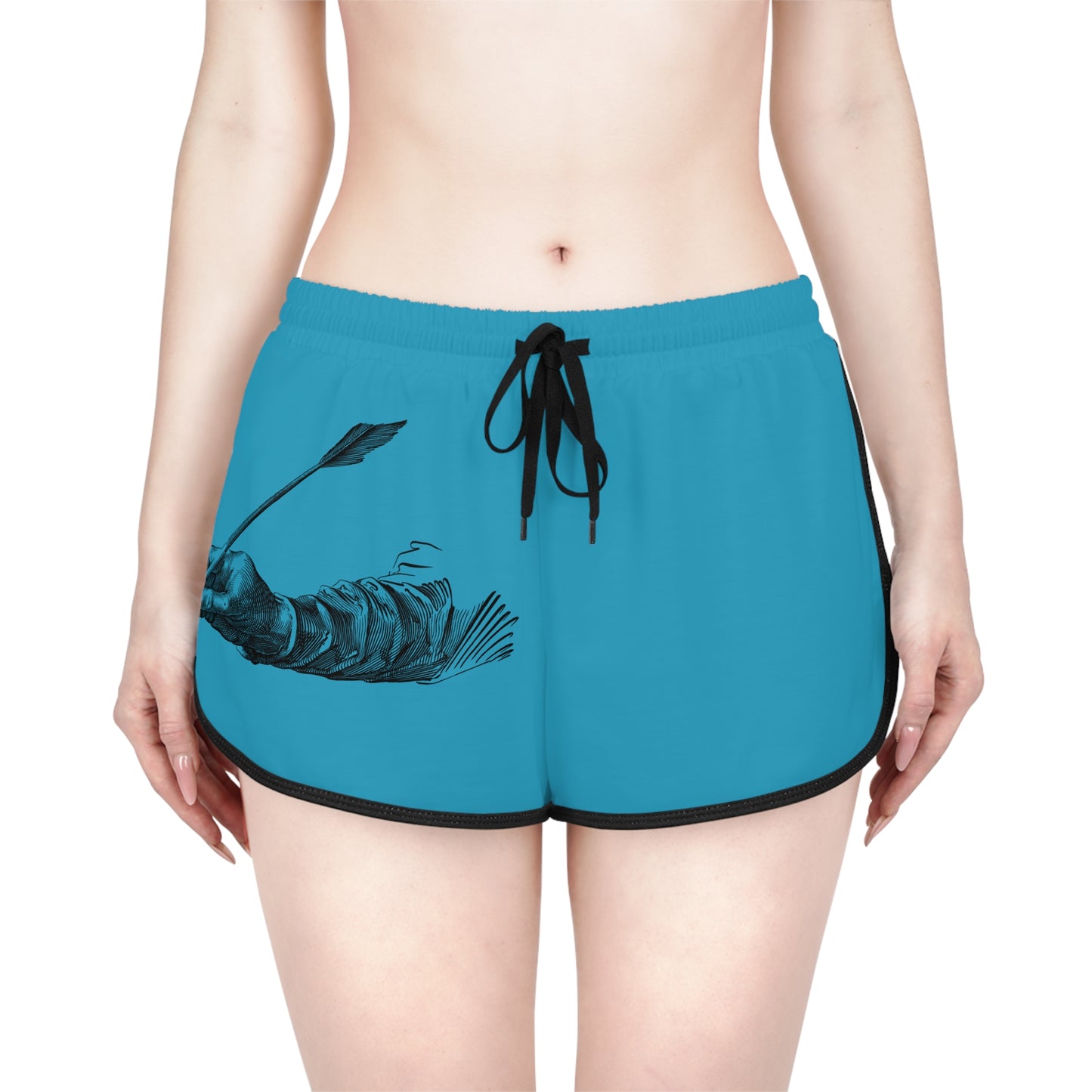 Women's Relaxed Shorts: Writing Turquoise