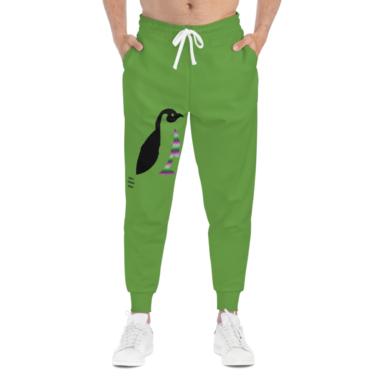 Athletic Joggers: Crazy Penguin World Logo Green