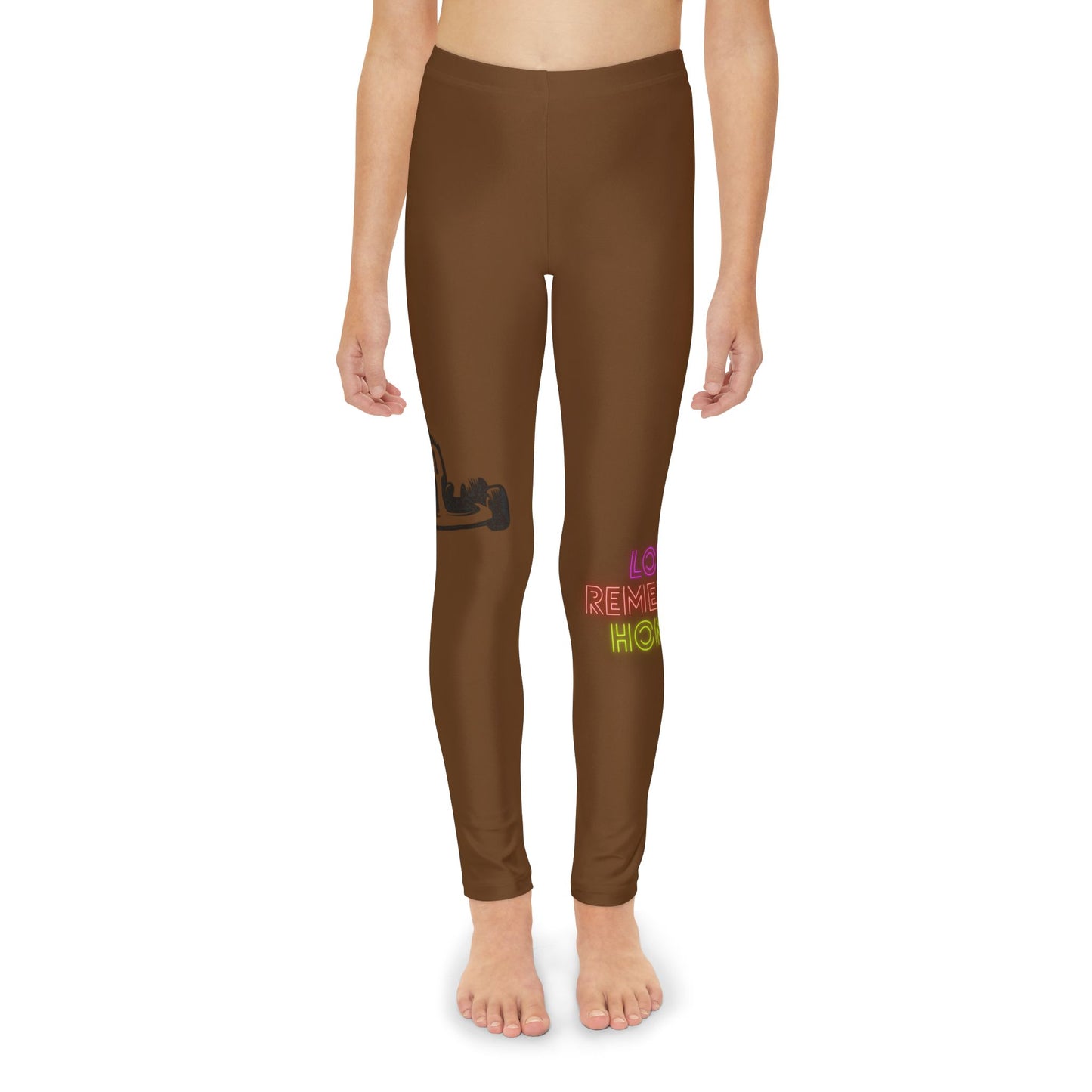 Youth Full-Length Leggings: Racing Brown